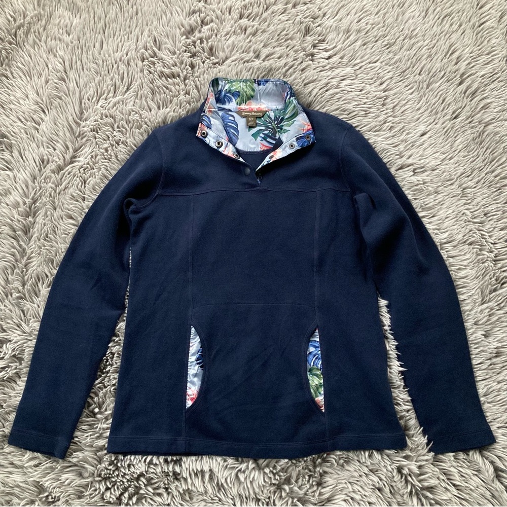 Tommy Bahama Navy Small Pullover Cotton Floral Print Lining